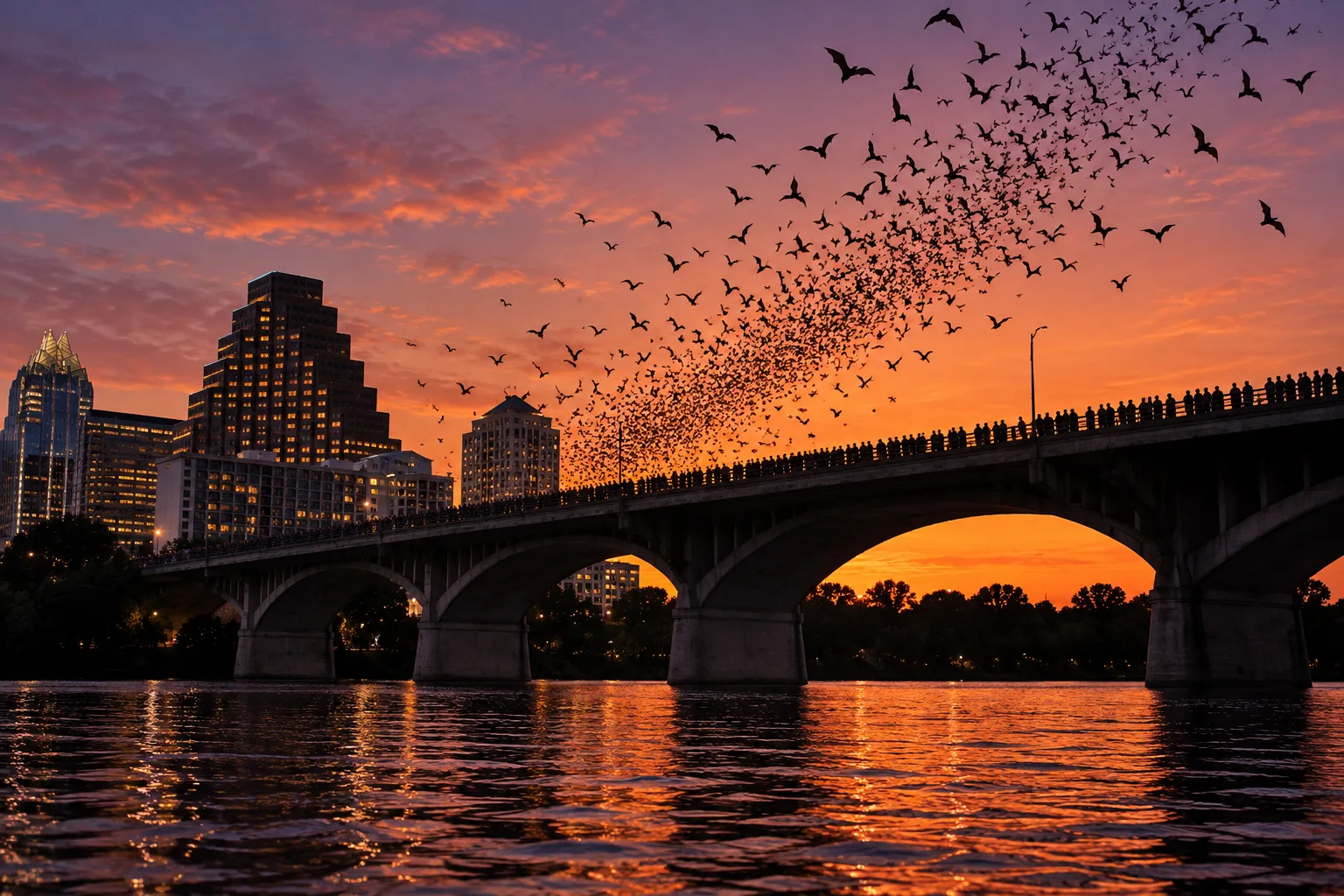 Congress Avenue Bridge · bat watching, Austin