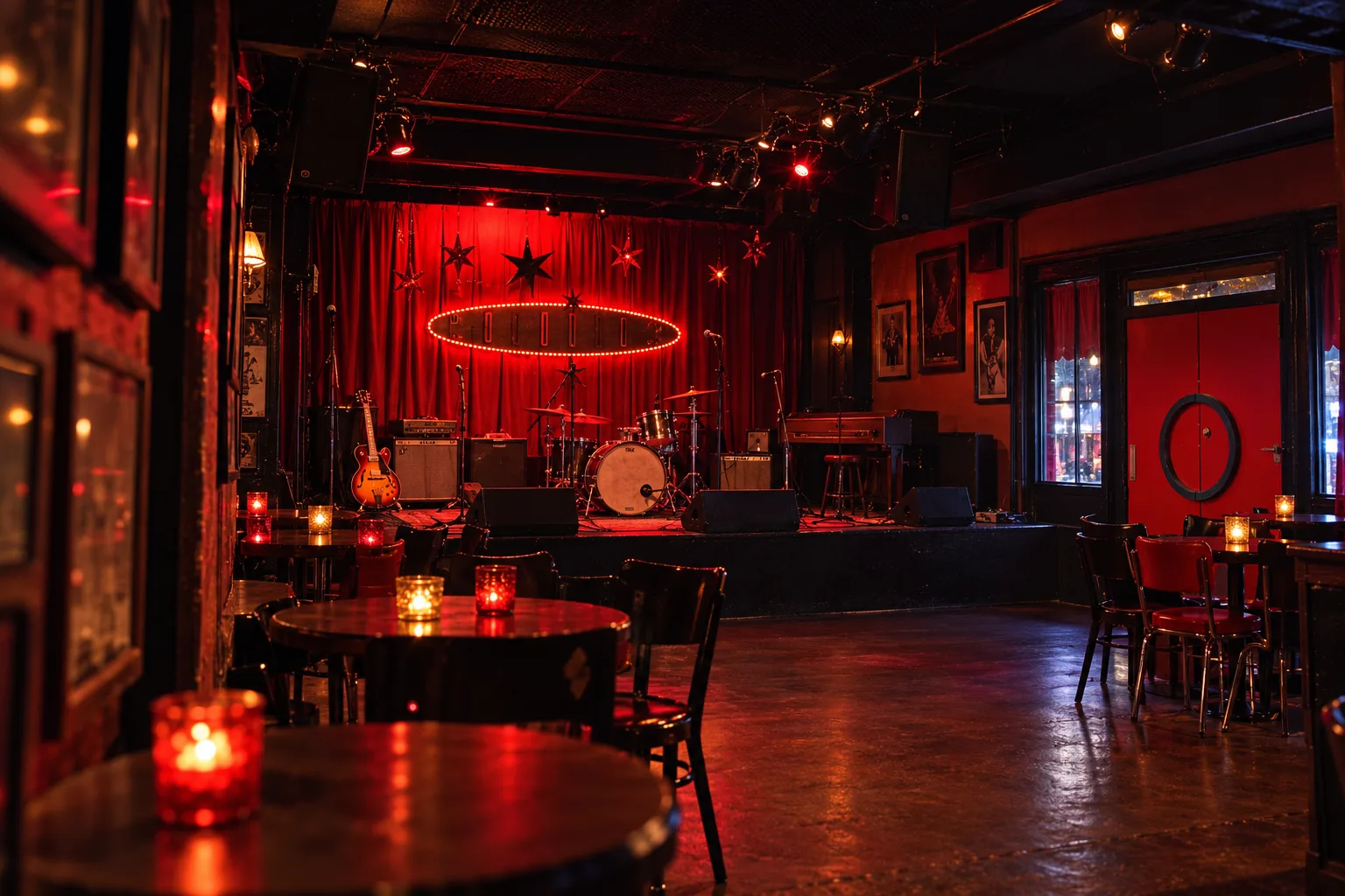 The stage before the room fills