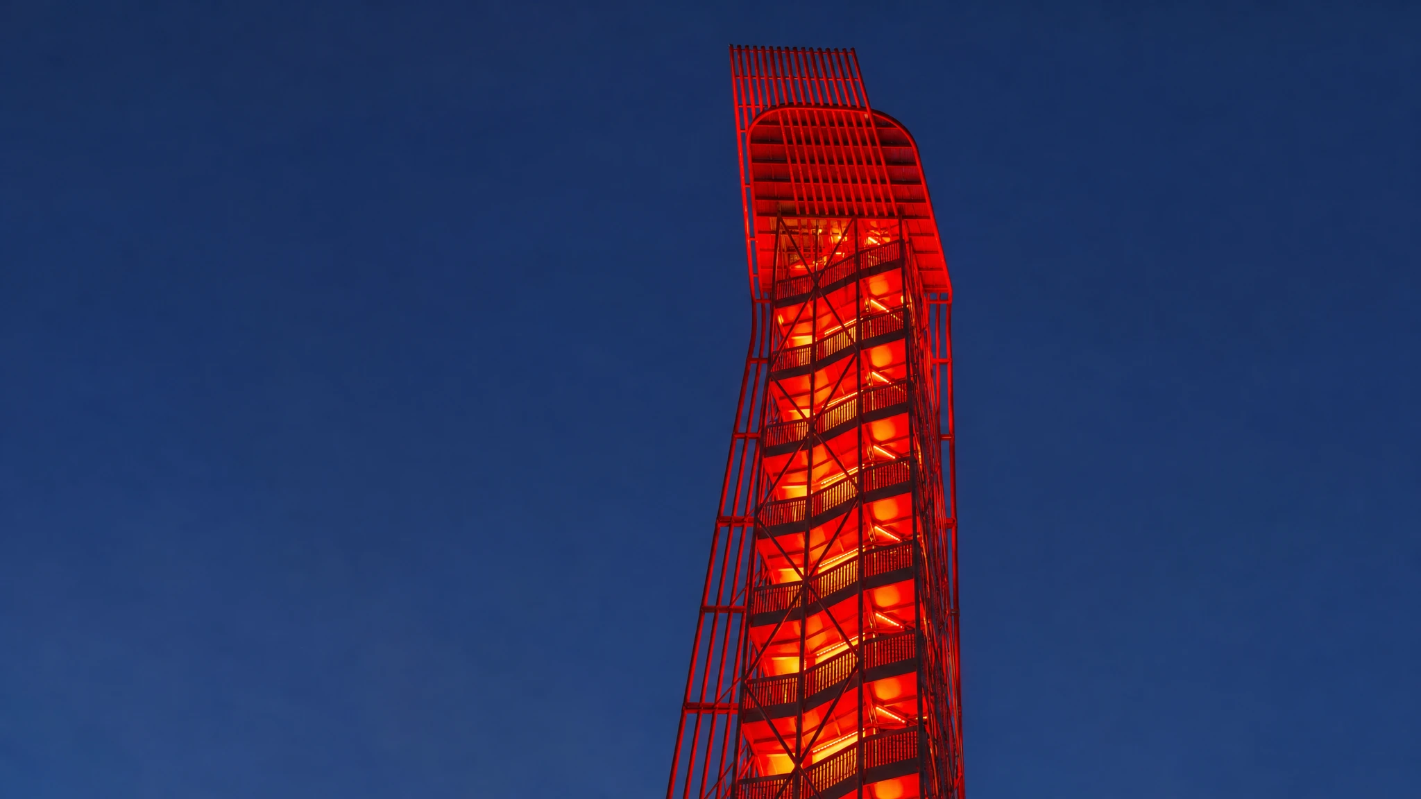 The illuminated observation tower at Circuit of the Americas