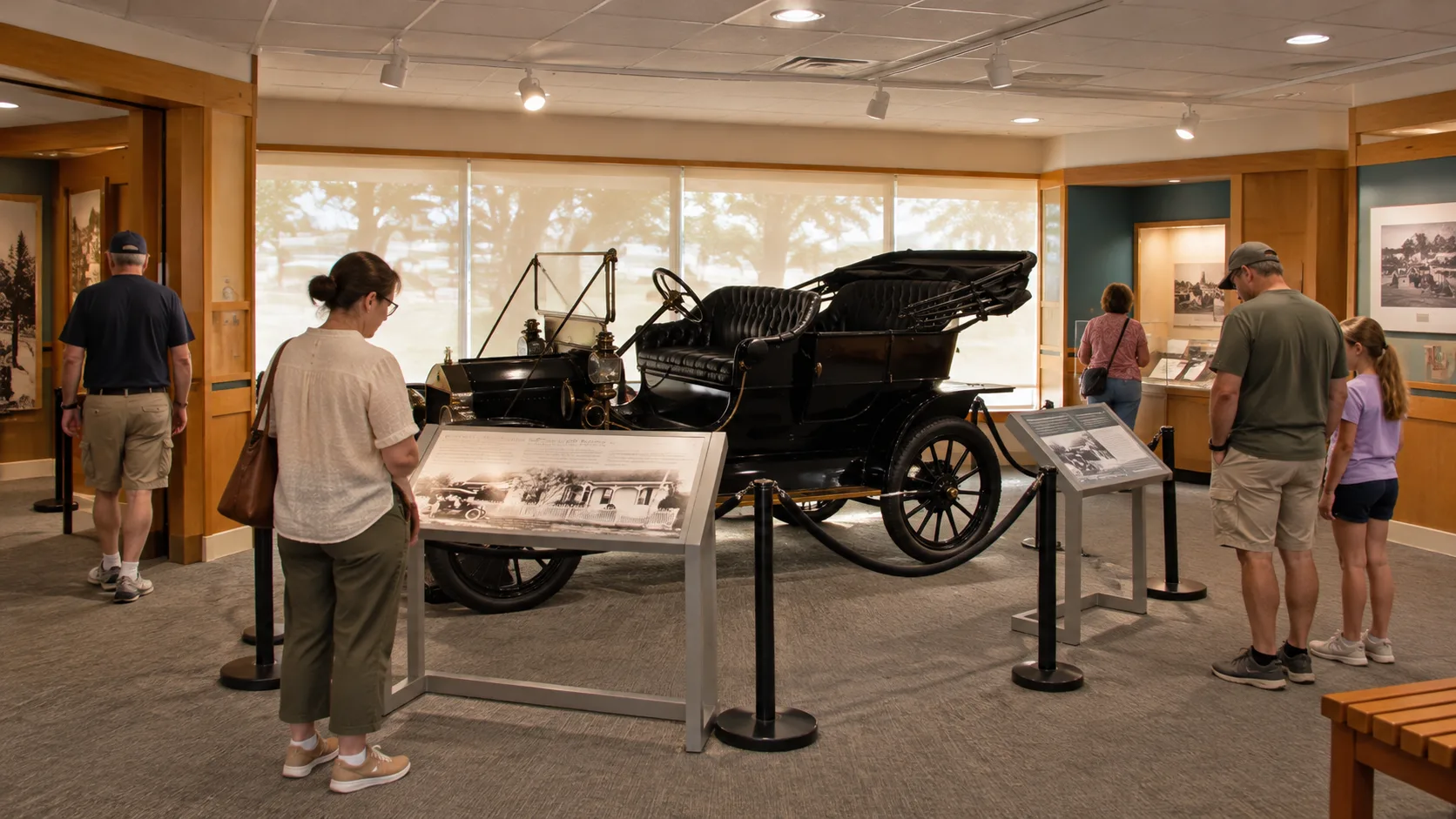 Historic Model T exhibit inside the Johnson City visitor center