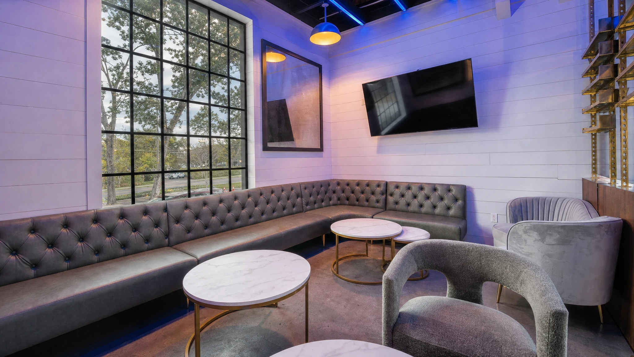 The window lounge at Rivière in East Austin