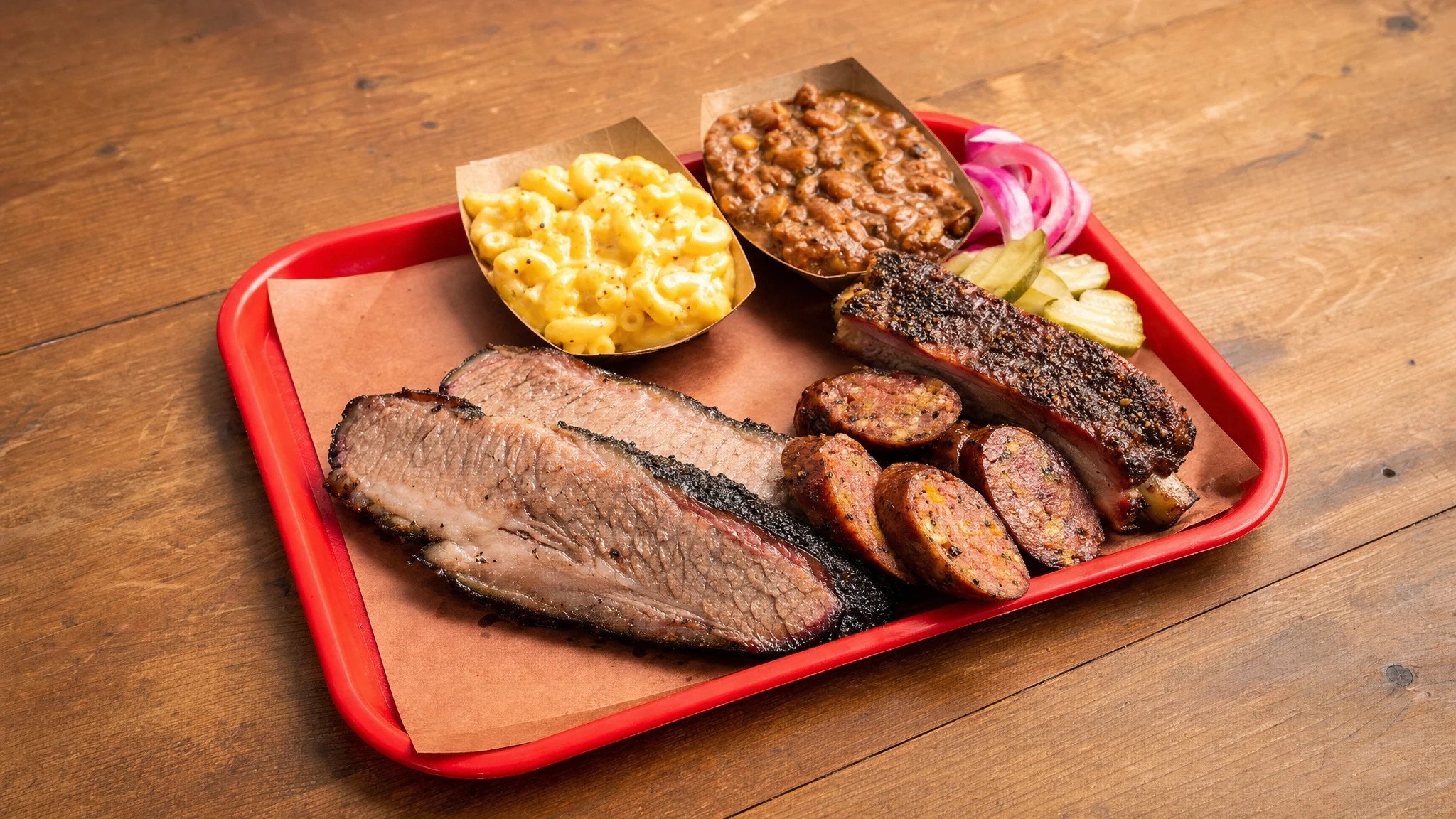 Brisket, sausage and sides at Terry Black’s Barbecue