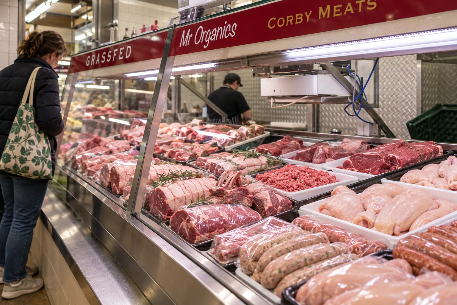Butcher counter in Queen Victoria Market’s food hall