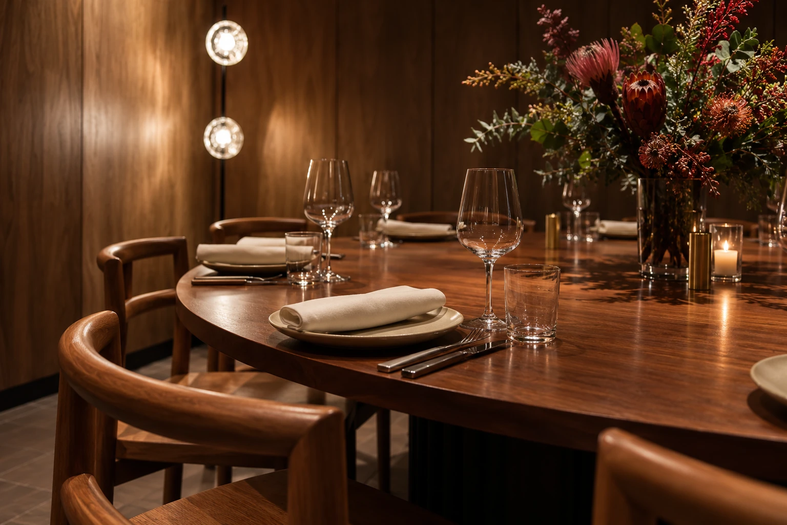 A round table in Aru’s Banda private dining room