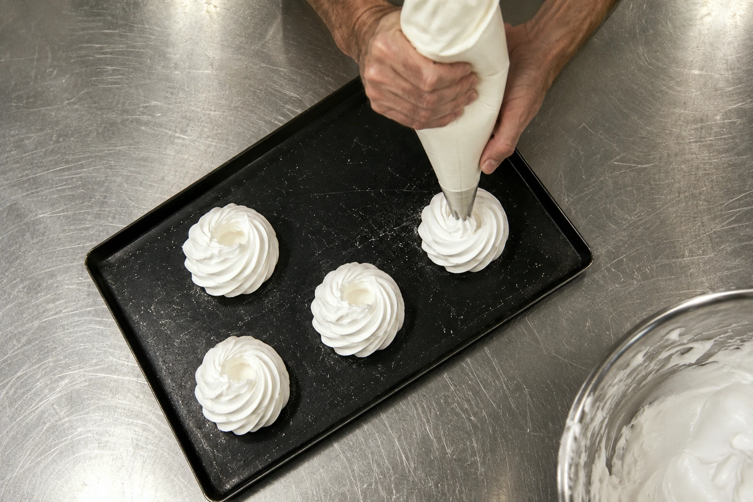 Meringues being prepared in France-Soir’s kitchen