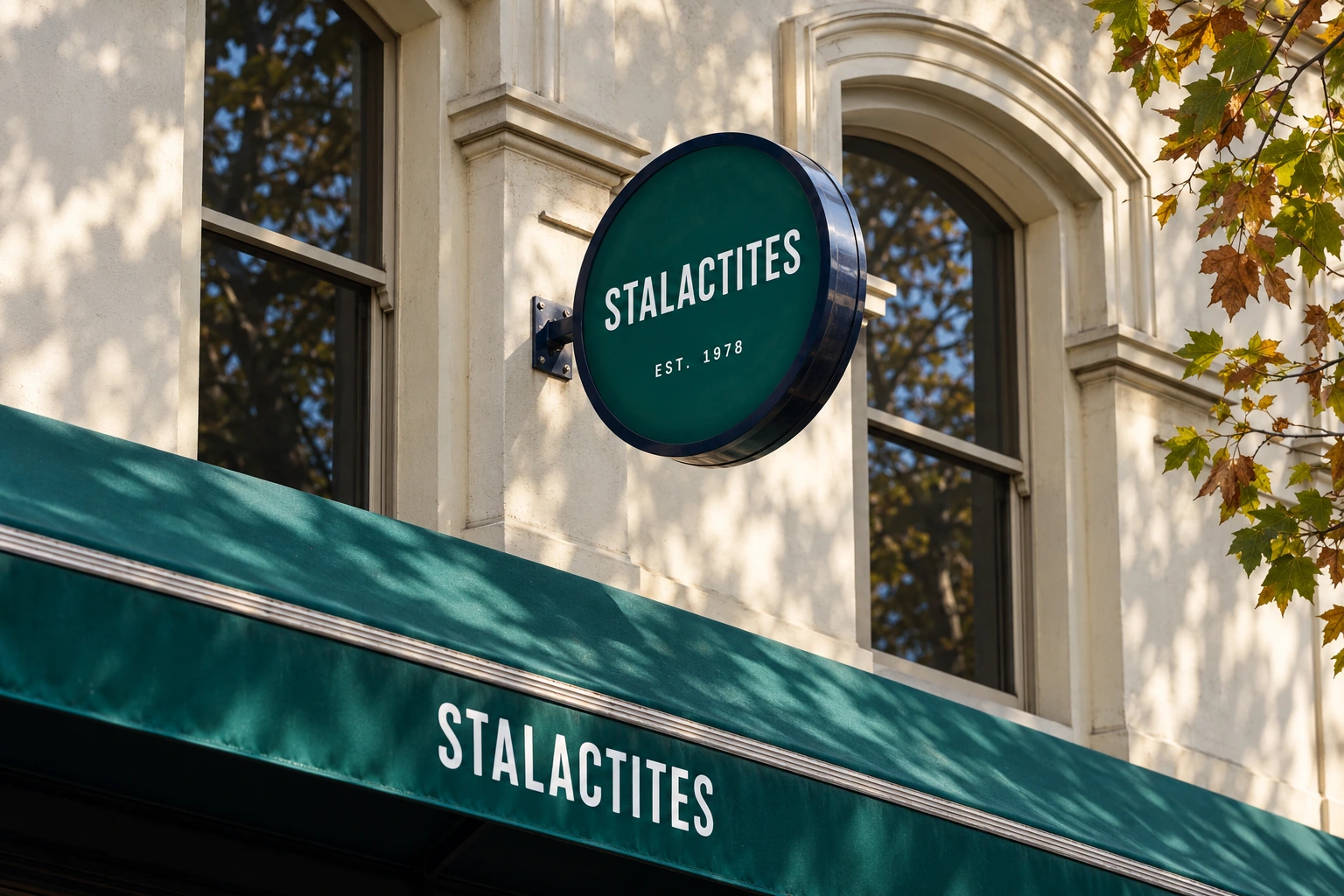 Stalactites’ green sign and awning on Lonsdale Street