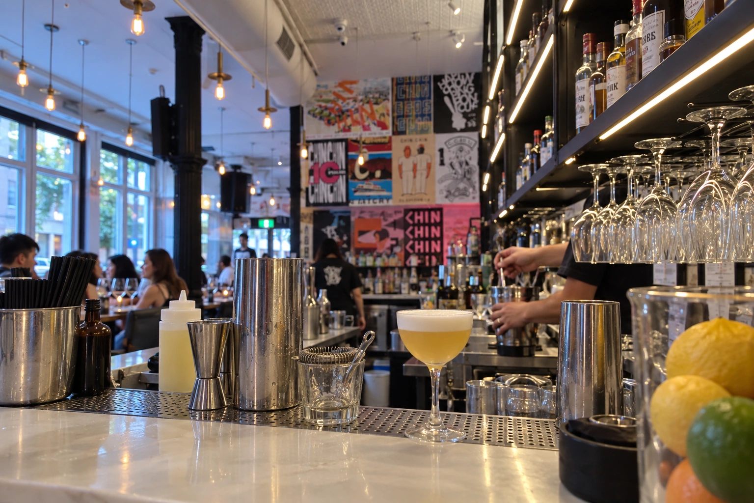 Drink service at Chin Chin’s ground-floor bar