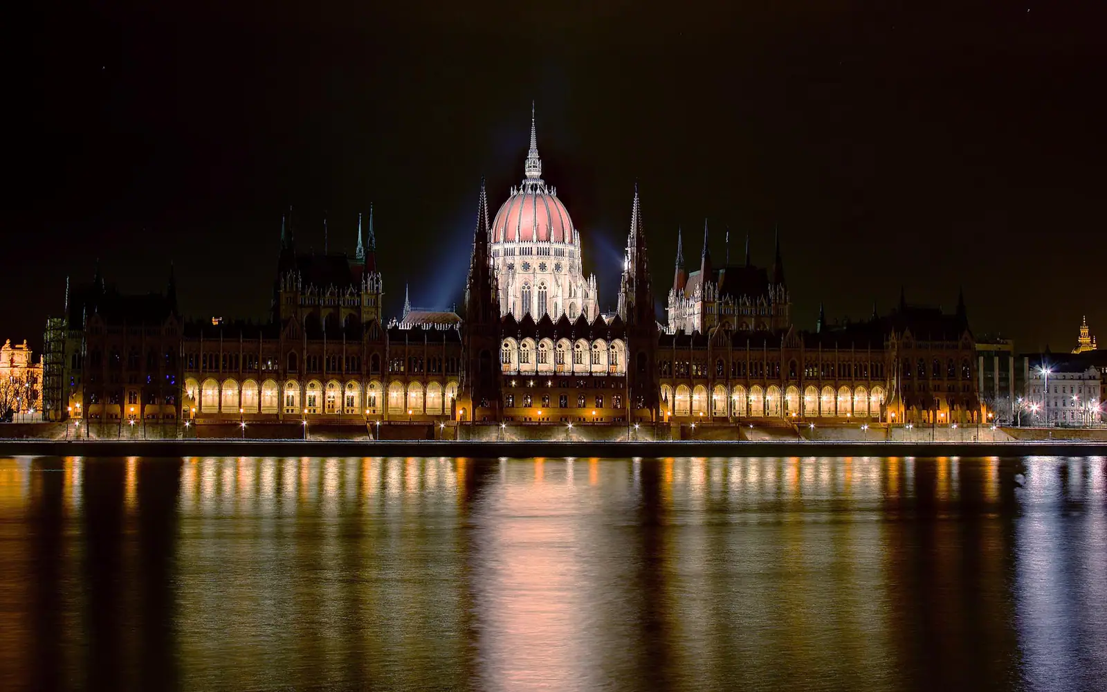 Hungarian Parliament at night, 2011; original HDR photograph