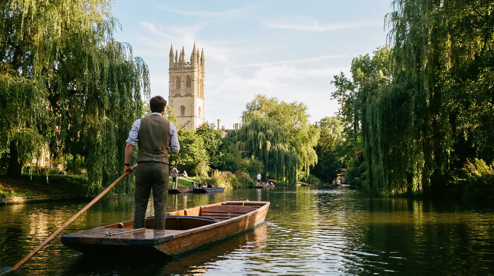 Punting on the River Cherwell in Oxford.