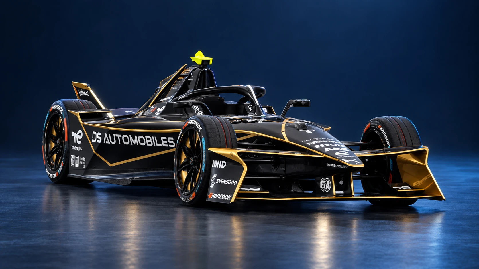 DS PENSKE’s black-and-gold 2025–26 Formula E car, predecessor to Fortescue Zero Racing.