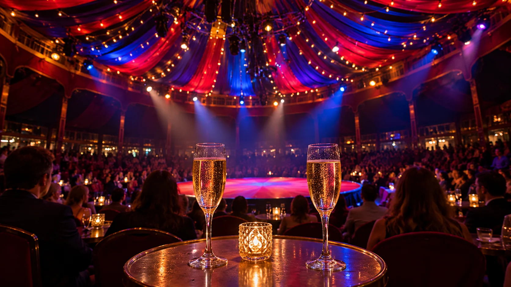 A table beside the Absinthe stage