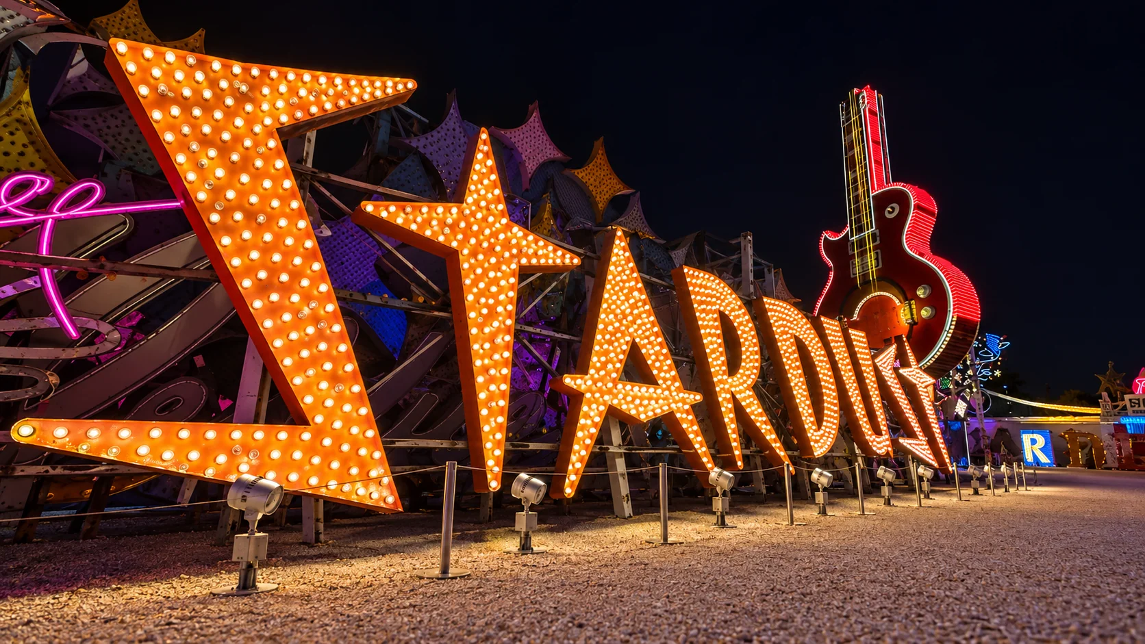 Vintage casino signs in the Neon Museum Boneyard