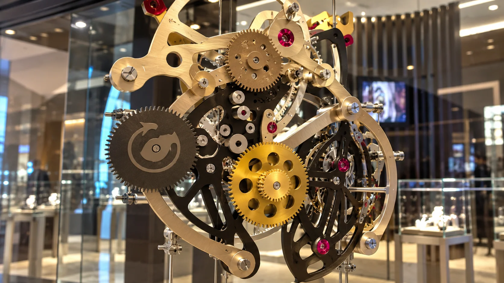 Mechanical watch sculpture in the Richard Mille Las Vegas boutique window