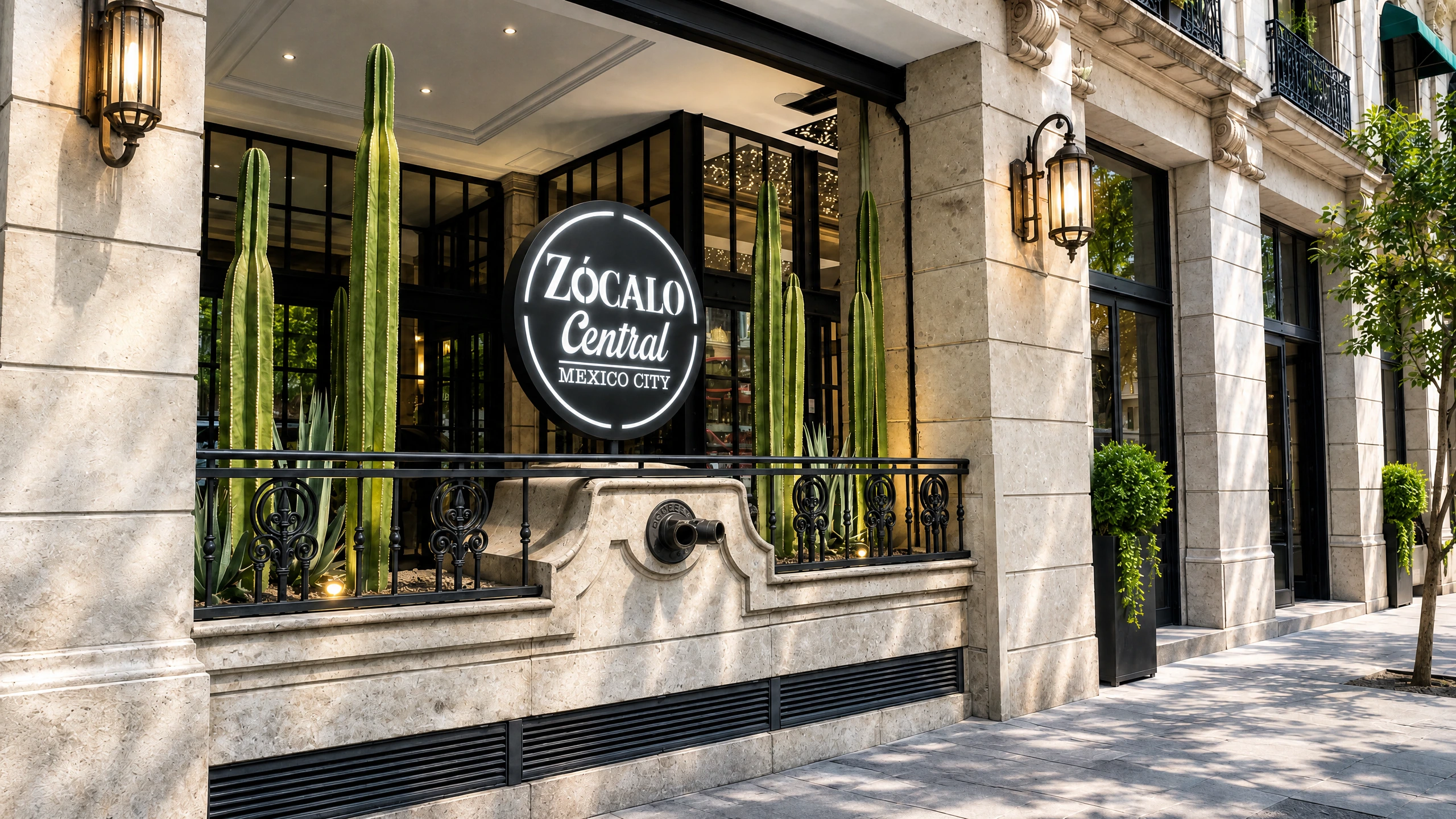 The Zócalo Central street entrance used to reach Balcón del Zócalo on the sixth floor
