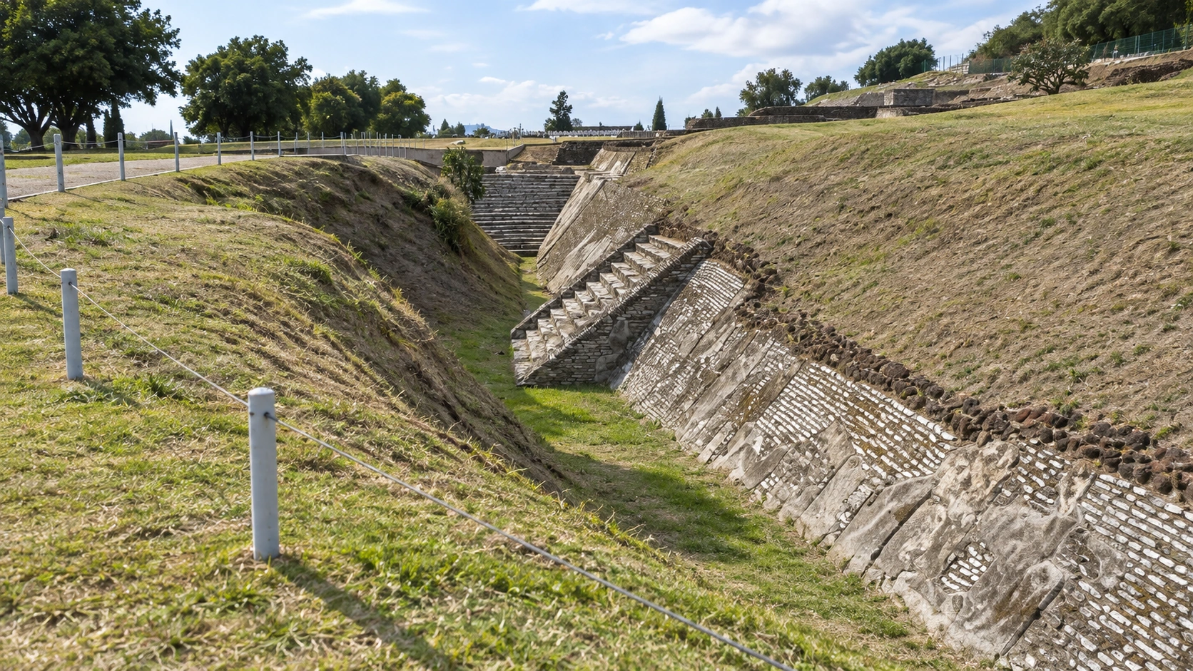 Excavated steps and stonework at Cholula