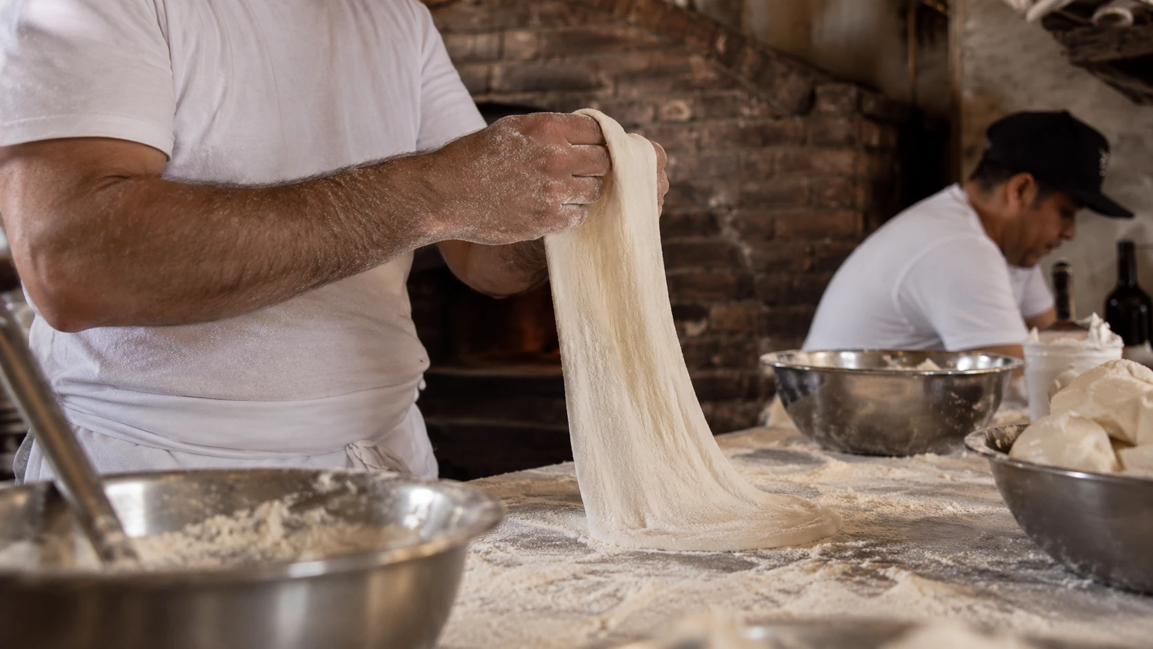 Pizza dough work at Lucali