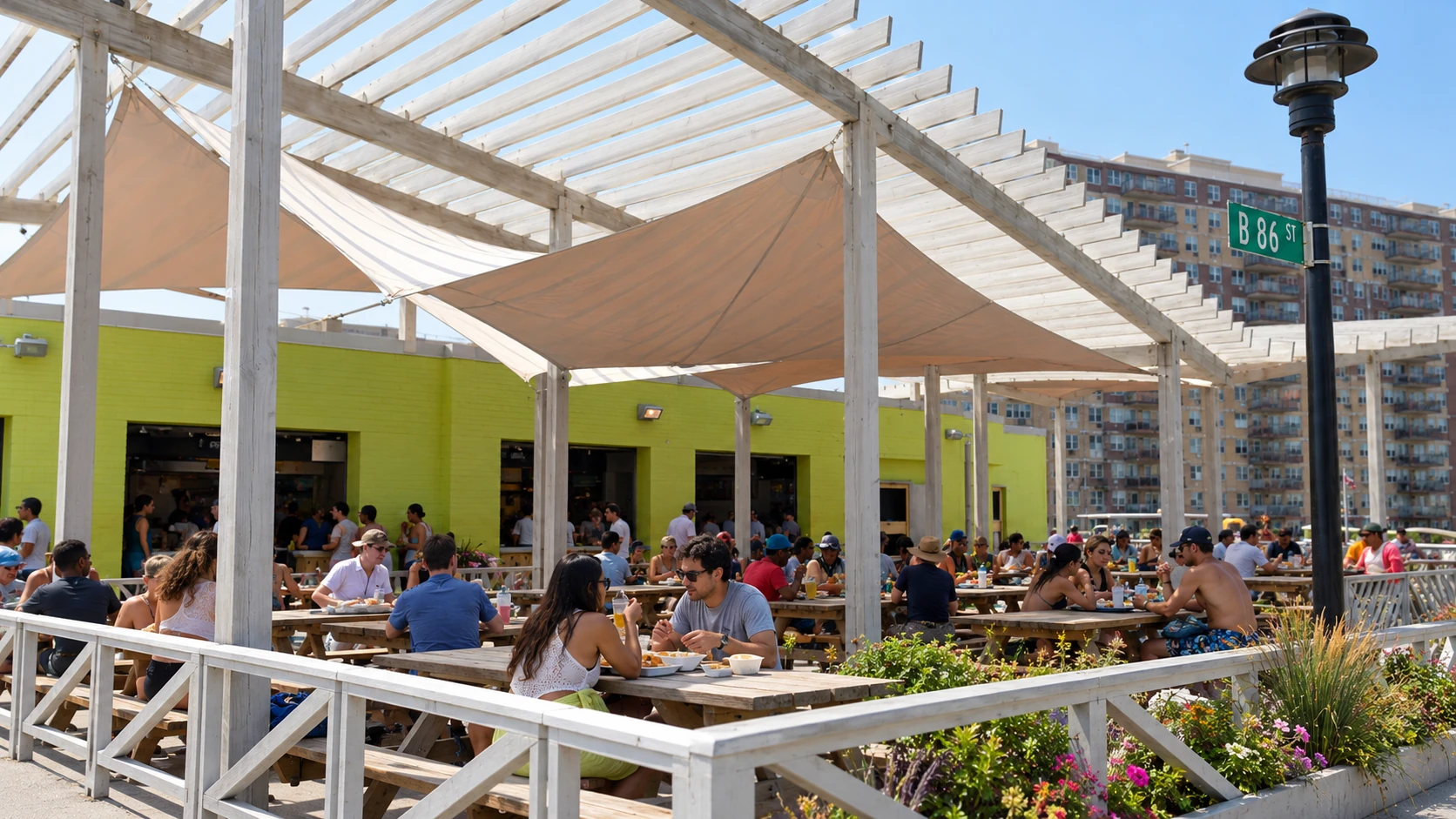 Beach 86th concession and picnic terrace