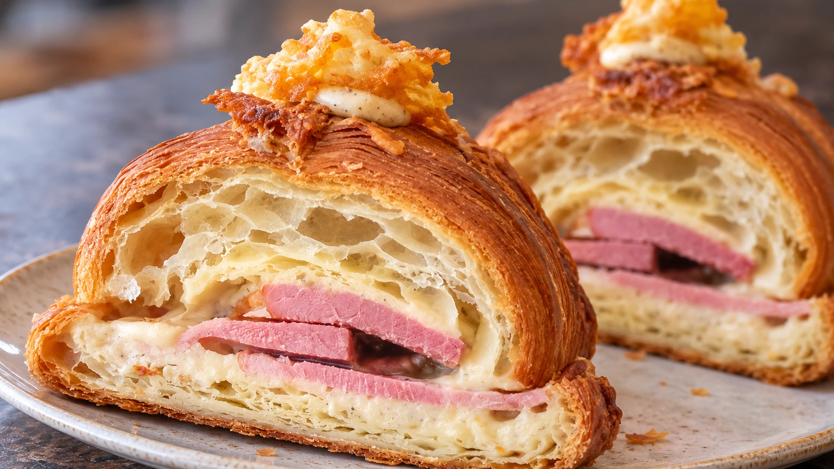 Savory ham-and-cheese croissant