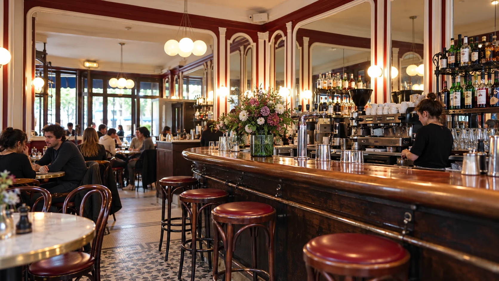 Mirrored wooden bar