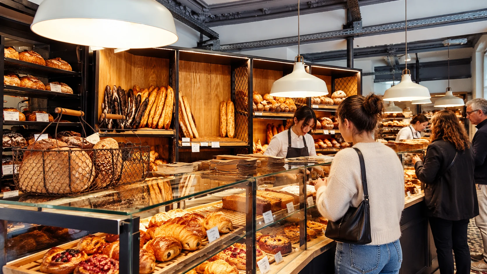 Bread & pastry counter — diagonal view