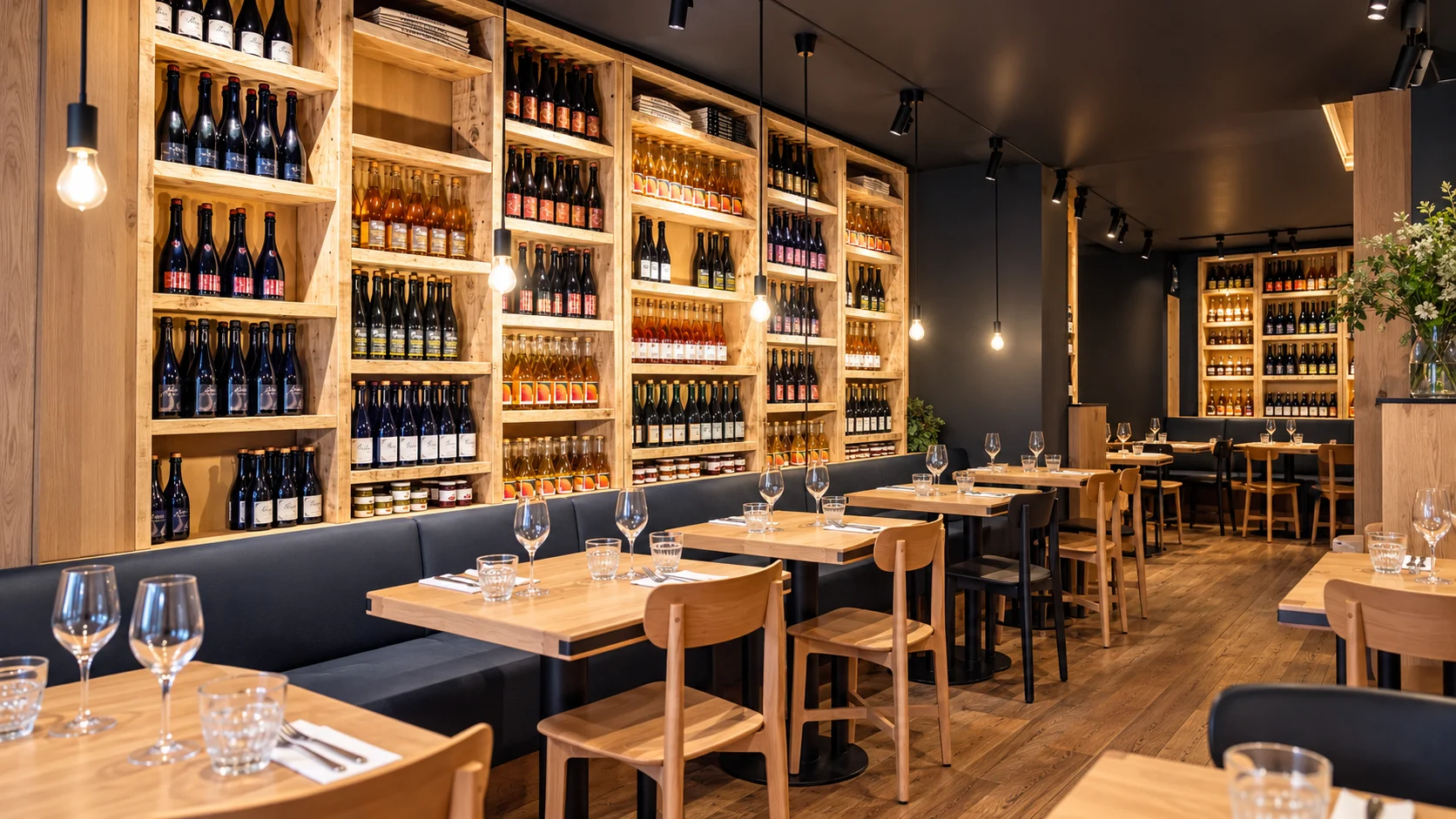 Cider shelves and dining tables