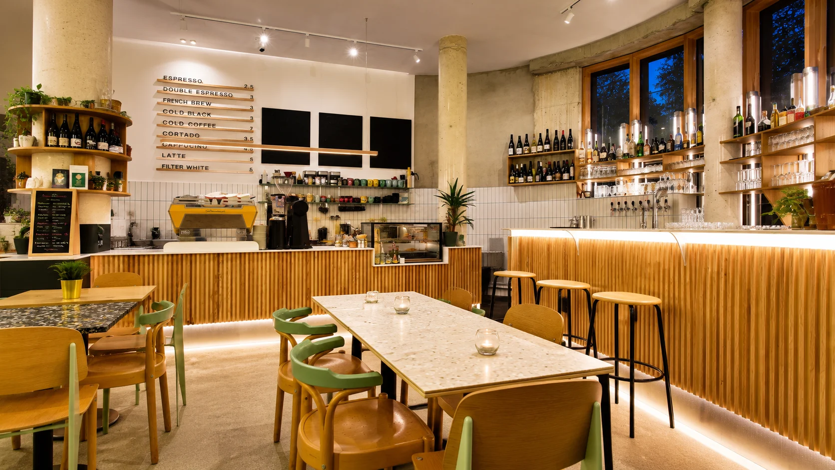Timber bar and cafe tables