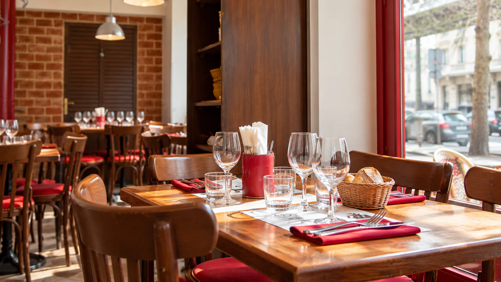 Dining tables by the window