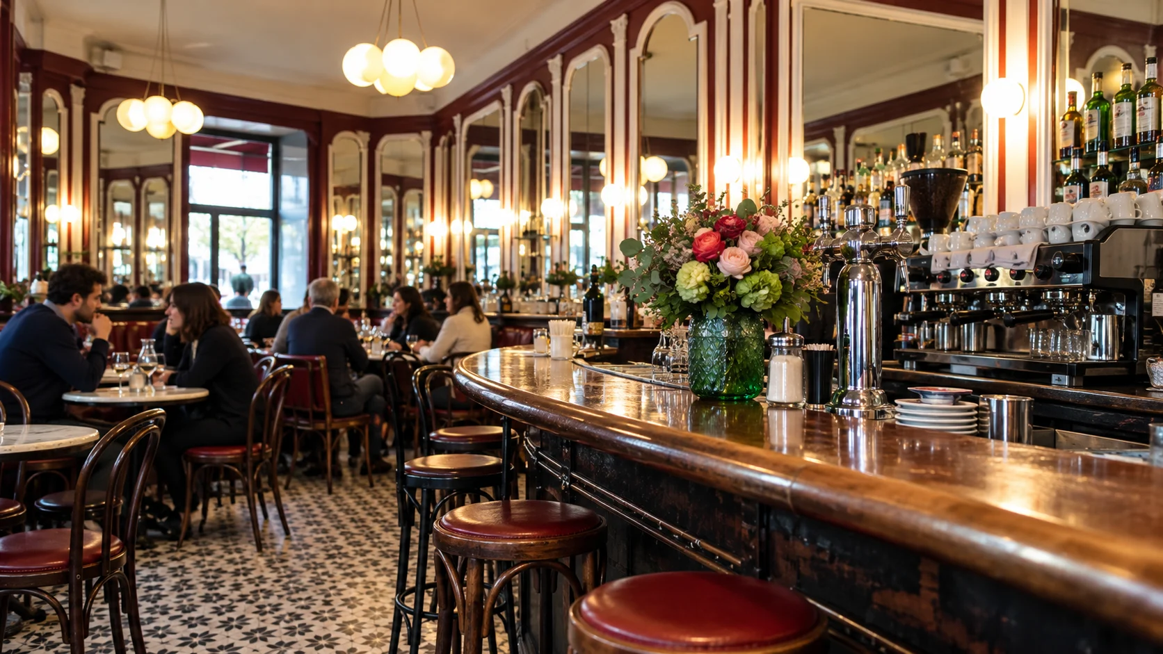 Brass bar and mirrored room