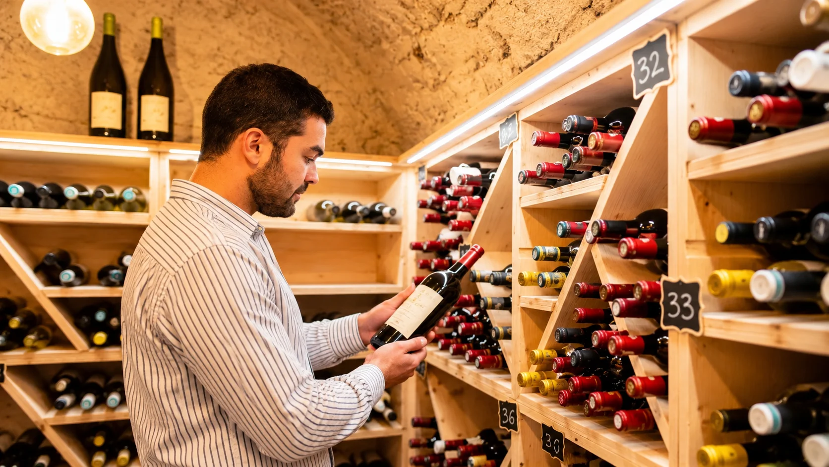 Pouring wine in the cellar