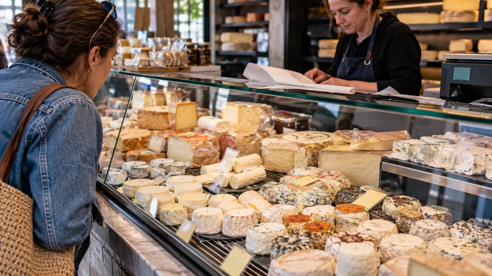 Cheese counter — side view