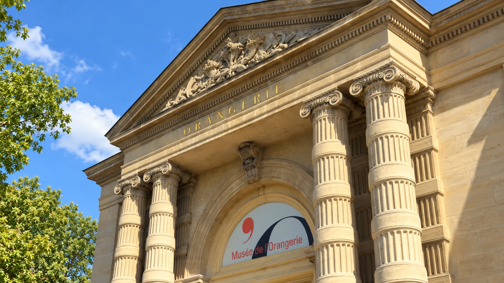 Stone portico and carved pediment