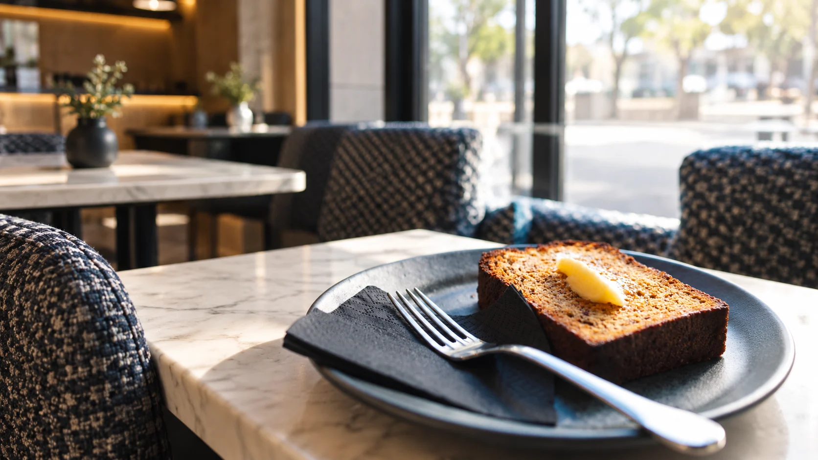 Banana bread with butter