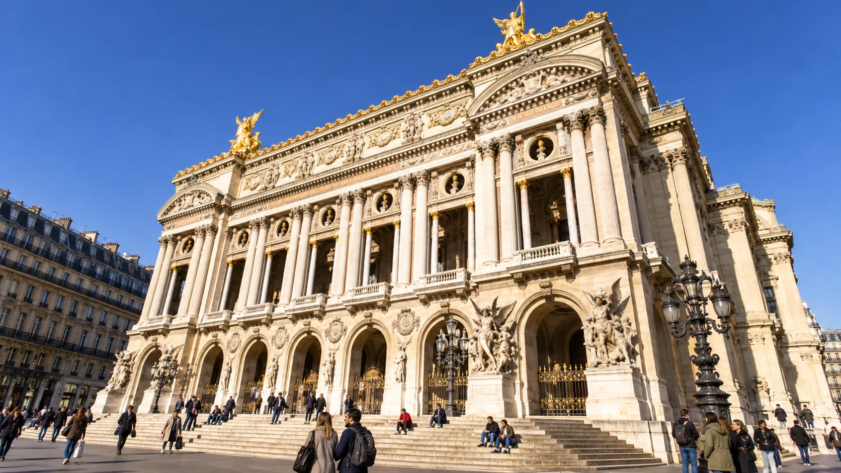 Opera facade and sculpted entrance