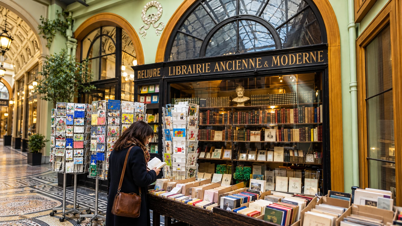 Books & postcards at Jousseaume at Galerie Vivienne, Paris