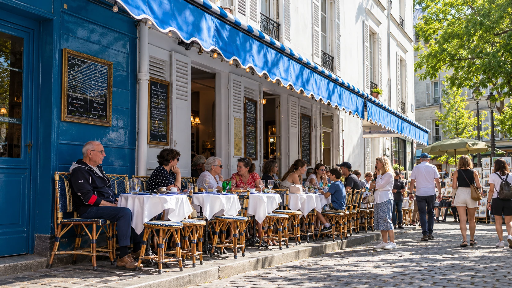 Café terrace beside the square
