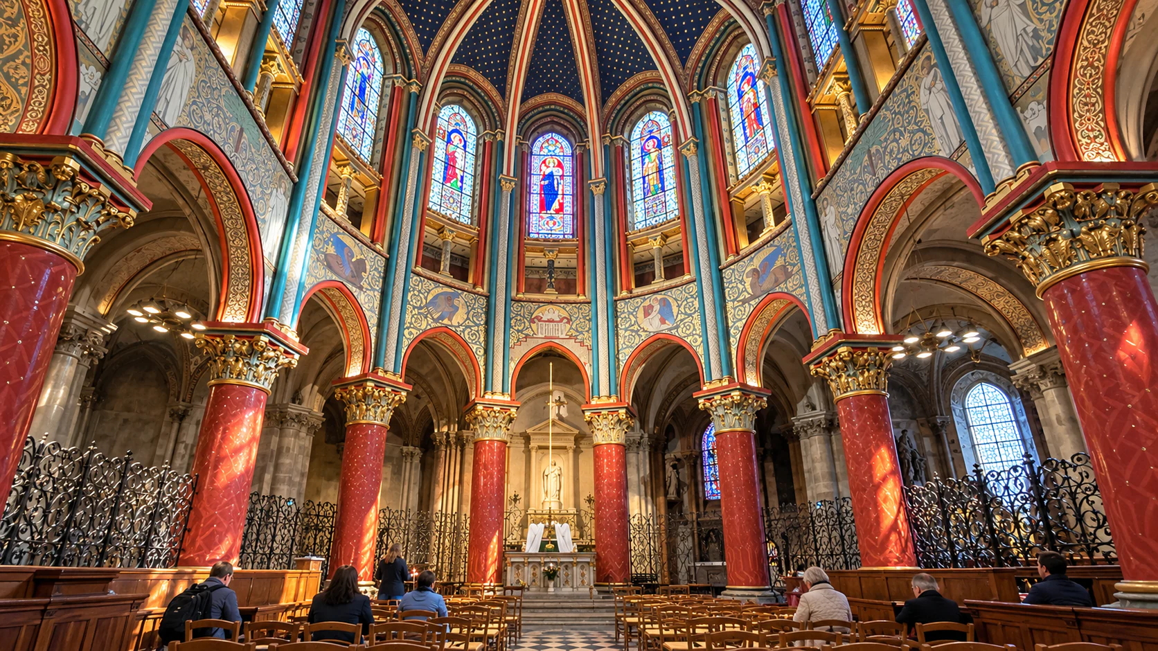 Gilded choir vault and coloured columns