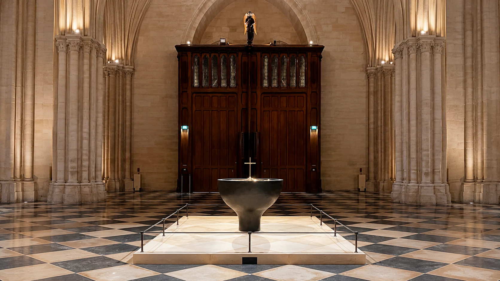 The bronze baptismal font