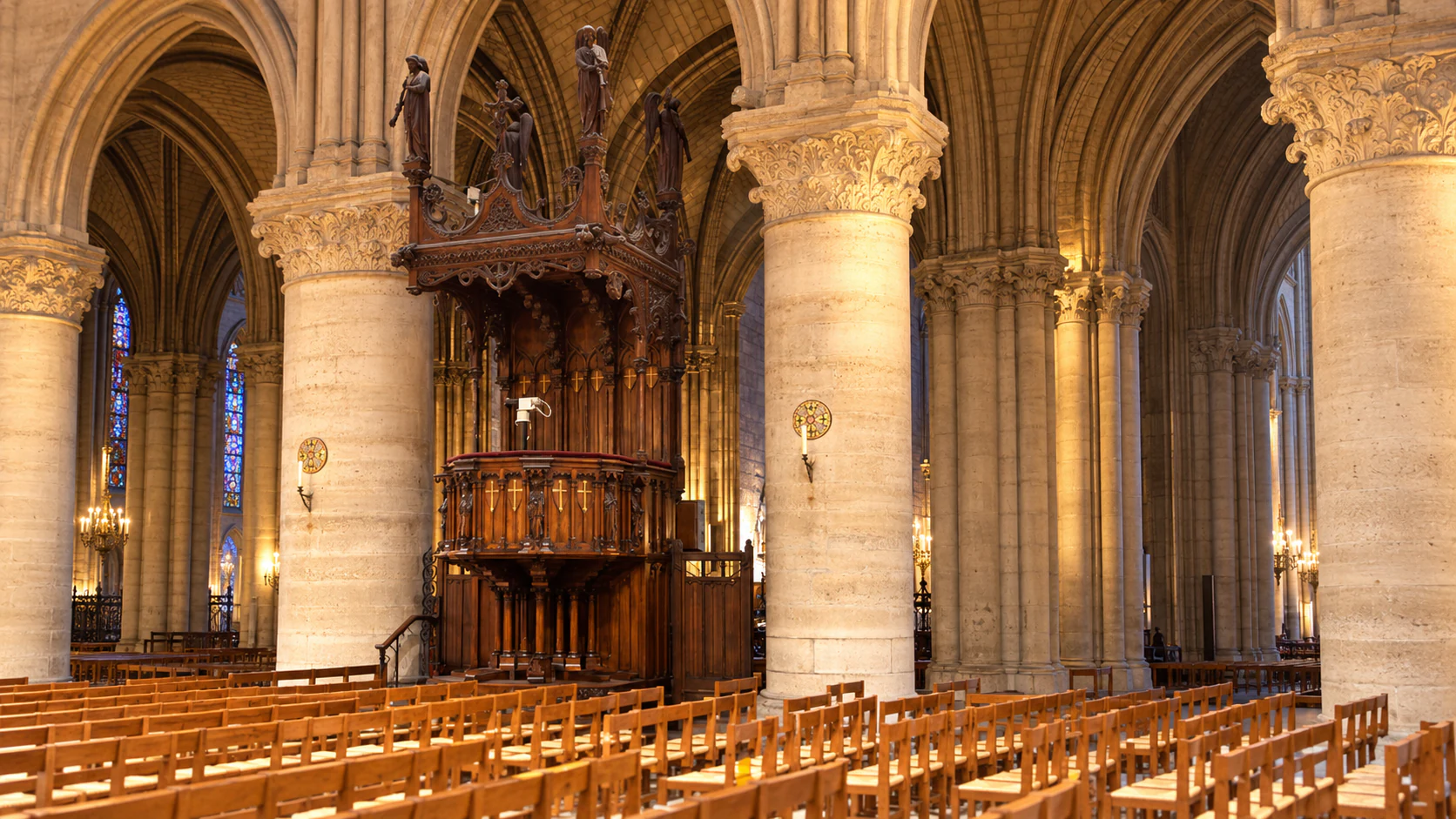 The carved pulpit