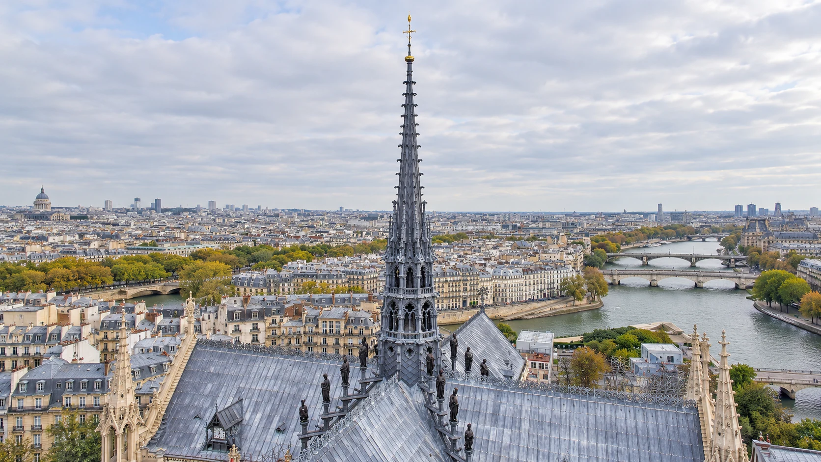 The restored spire from the south tower