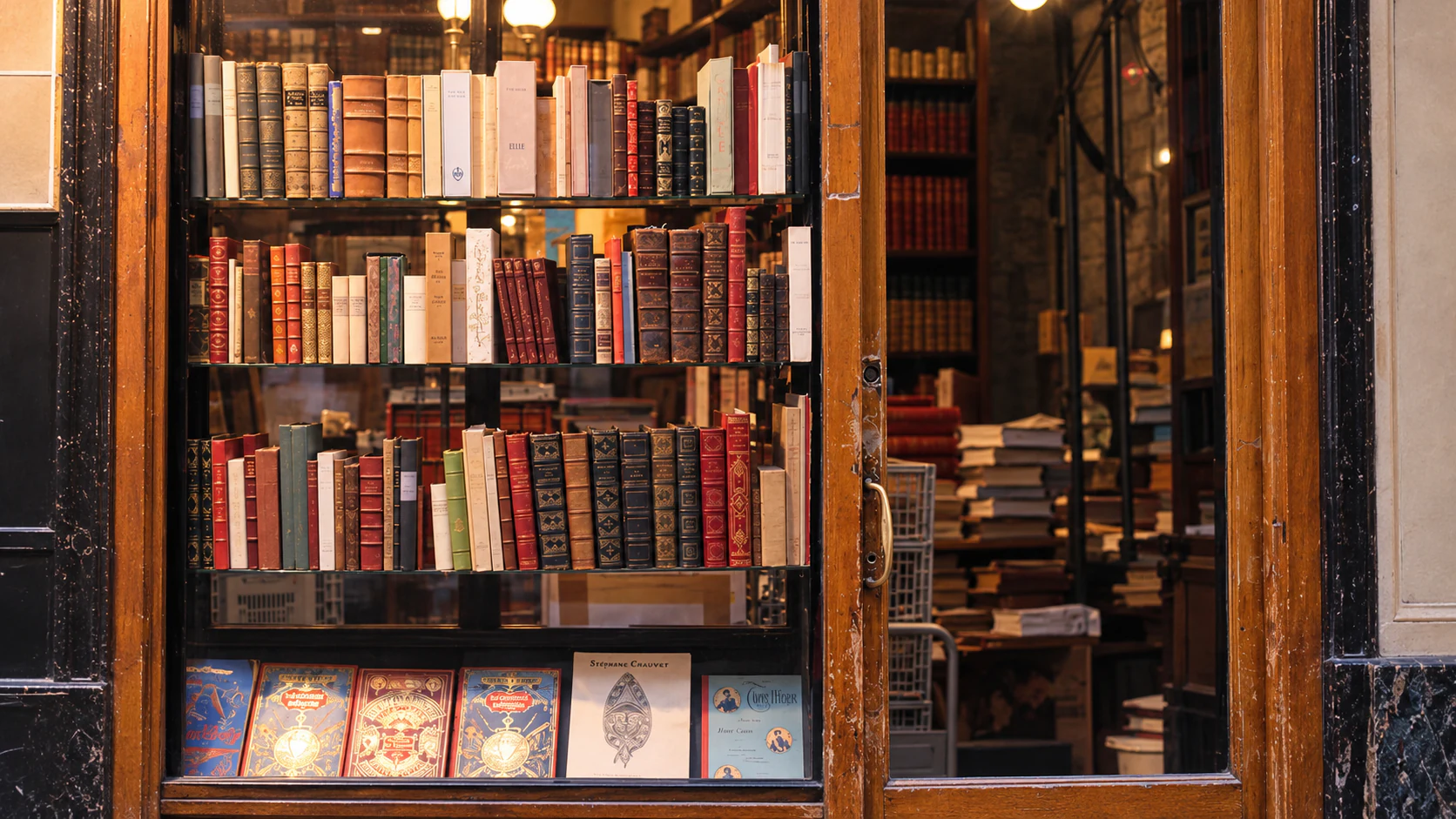 Antiquarian books in a Passage Verdeau window