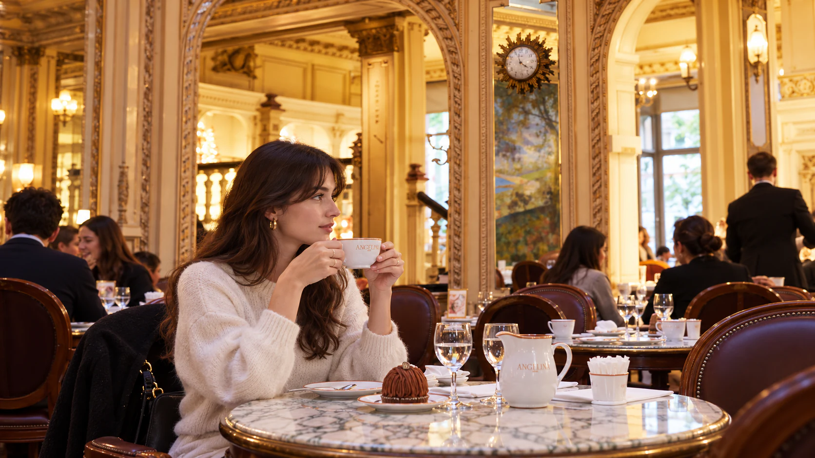 Hot chocolate in the Rivoli tea room