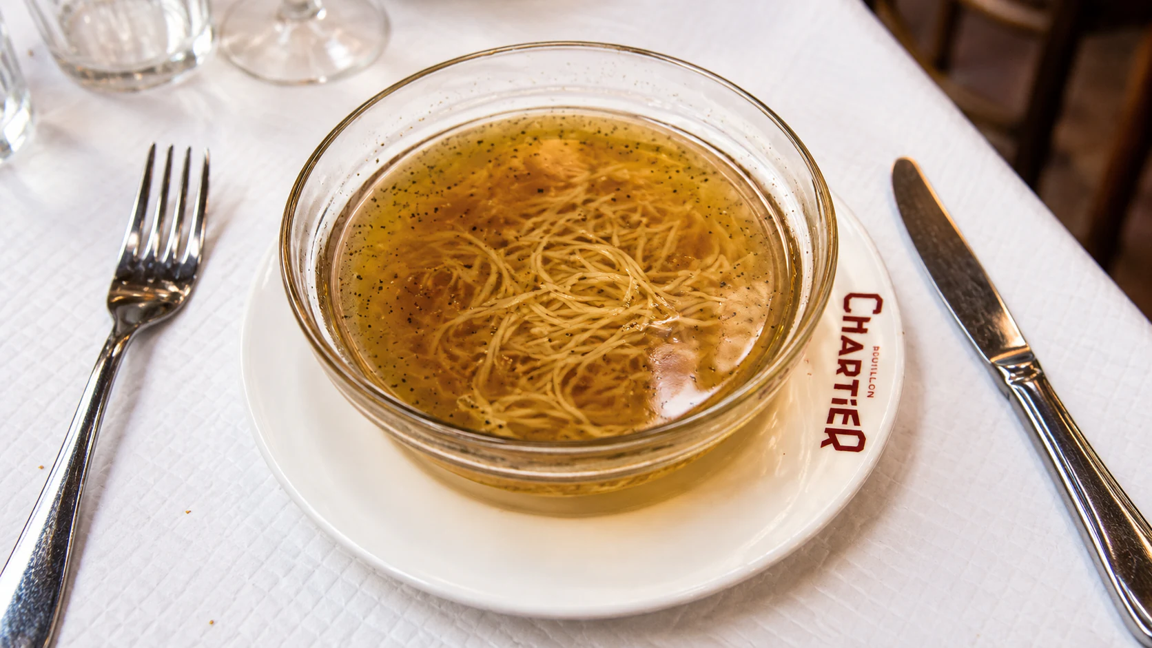 Broth and noodles