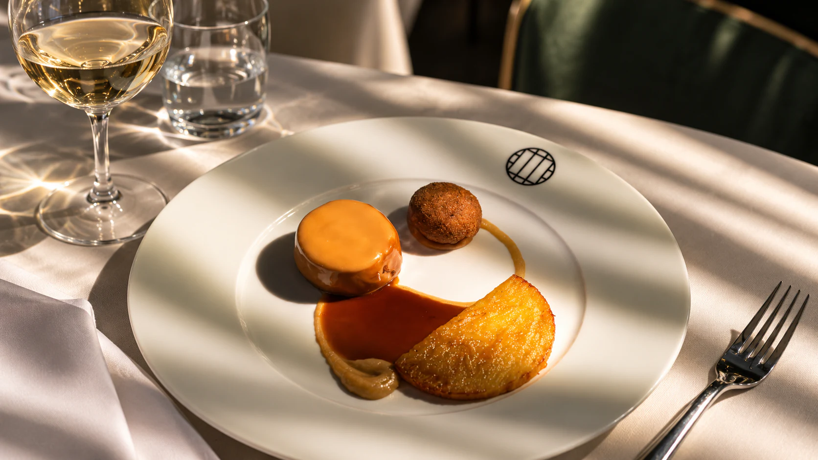 Caramel dessert and crisp pastry