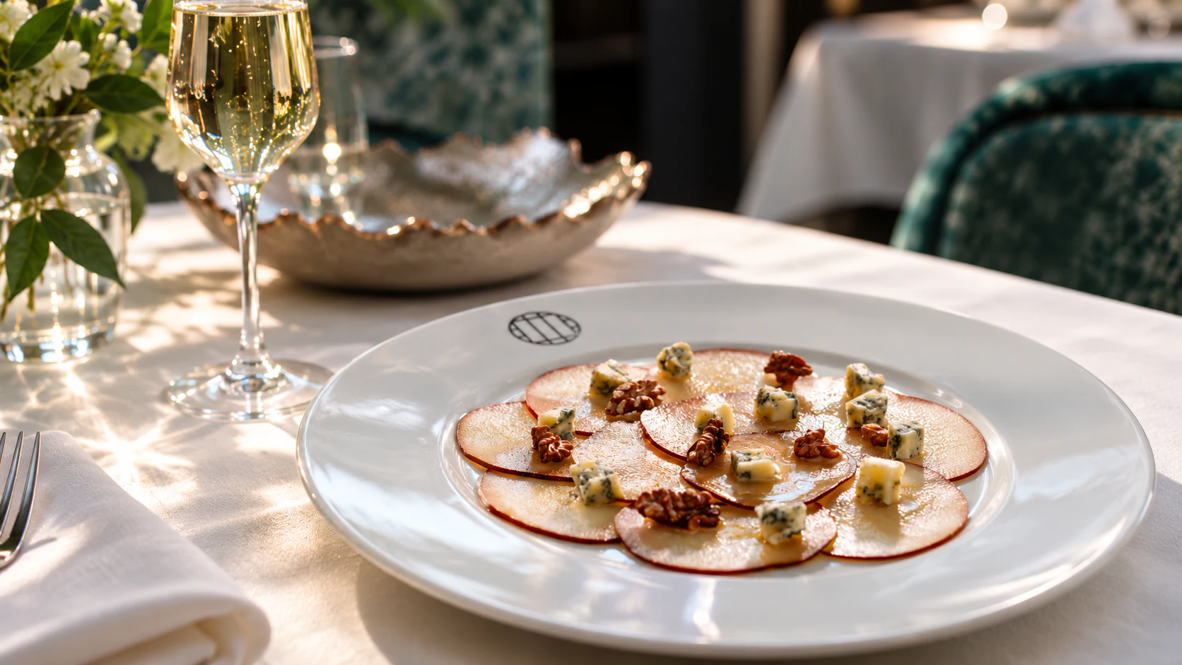 Carpaccio and cheese garnish
