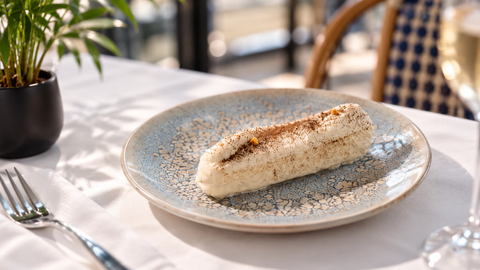 Creamy dessert with cocoa