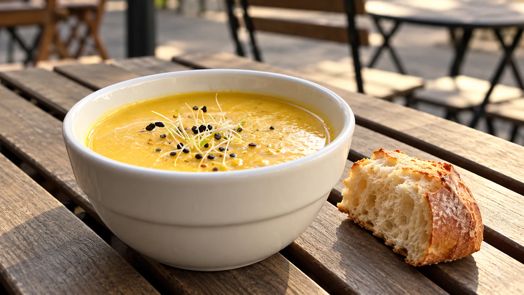 Soup and bread at KB CaféShop
