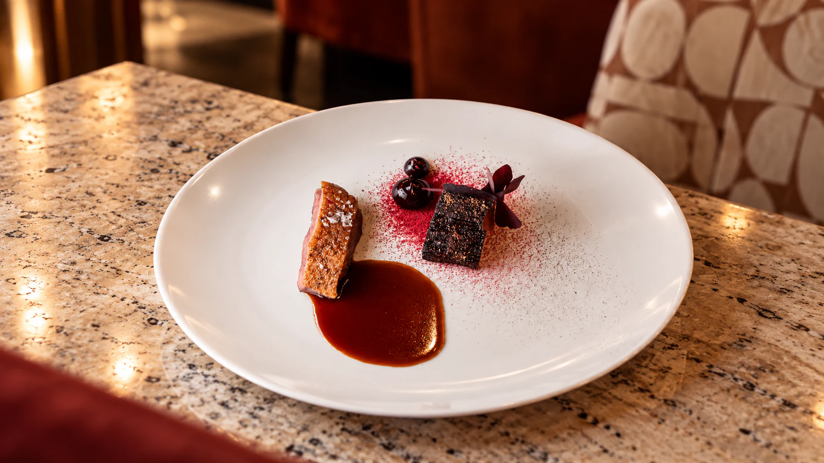 Main course with a dark sauce