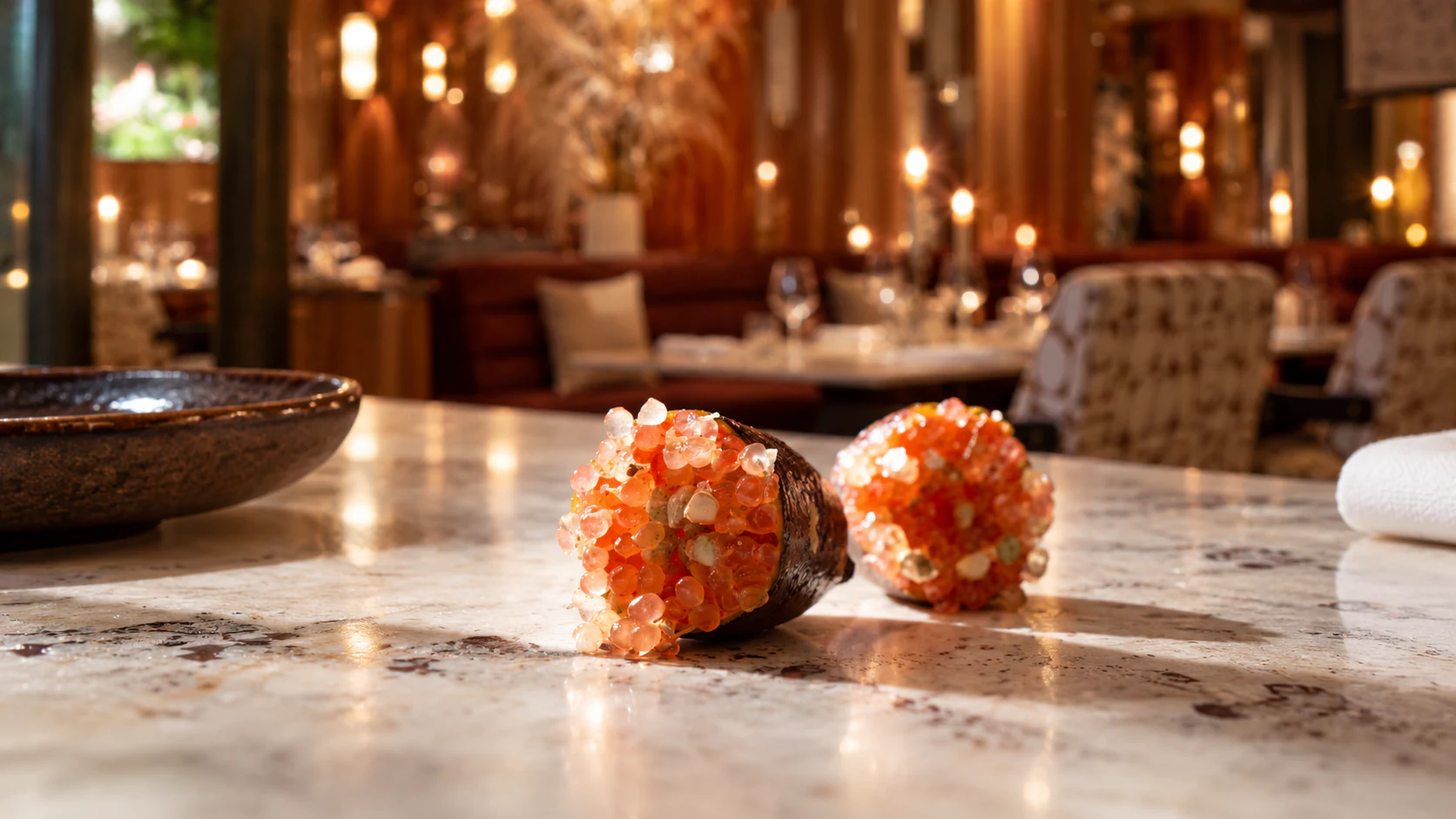 Red and golden amuse-bouches