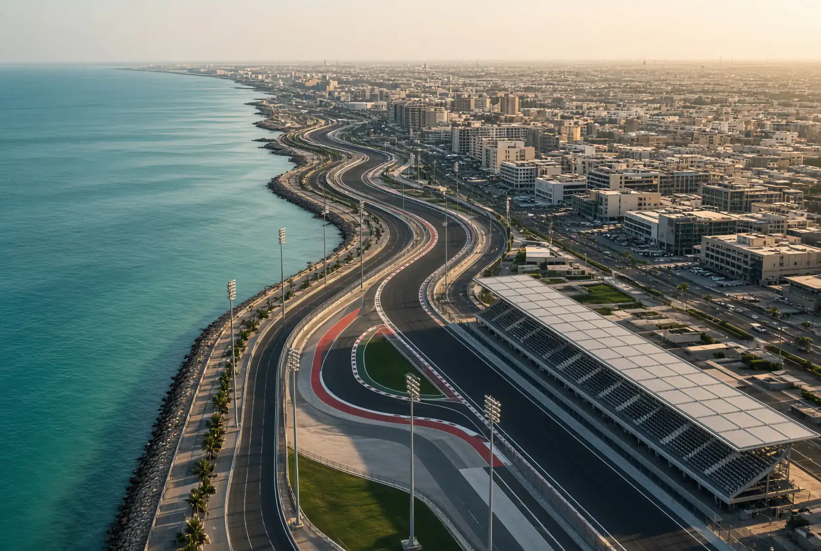 Editorial illustration: aerial jeddah corniche circuit