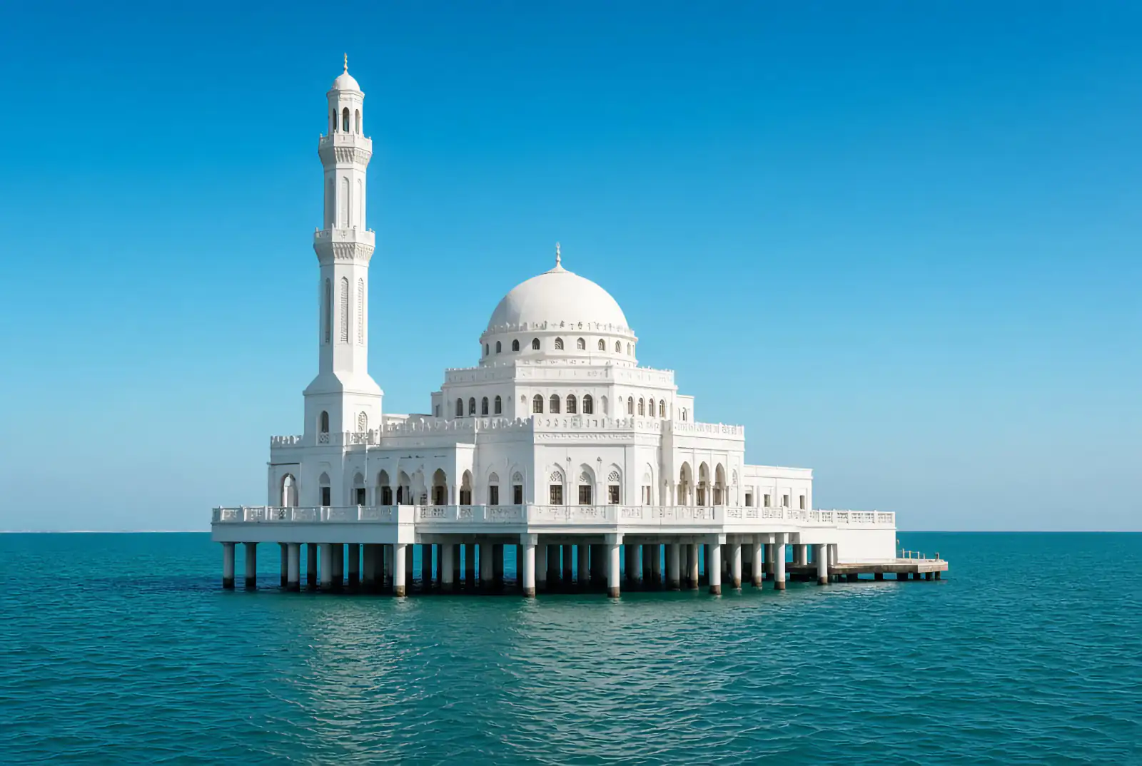 Editorial illustration: floating mosque